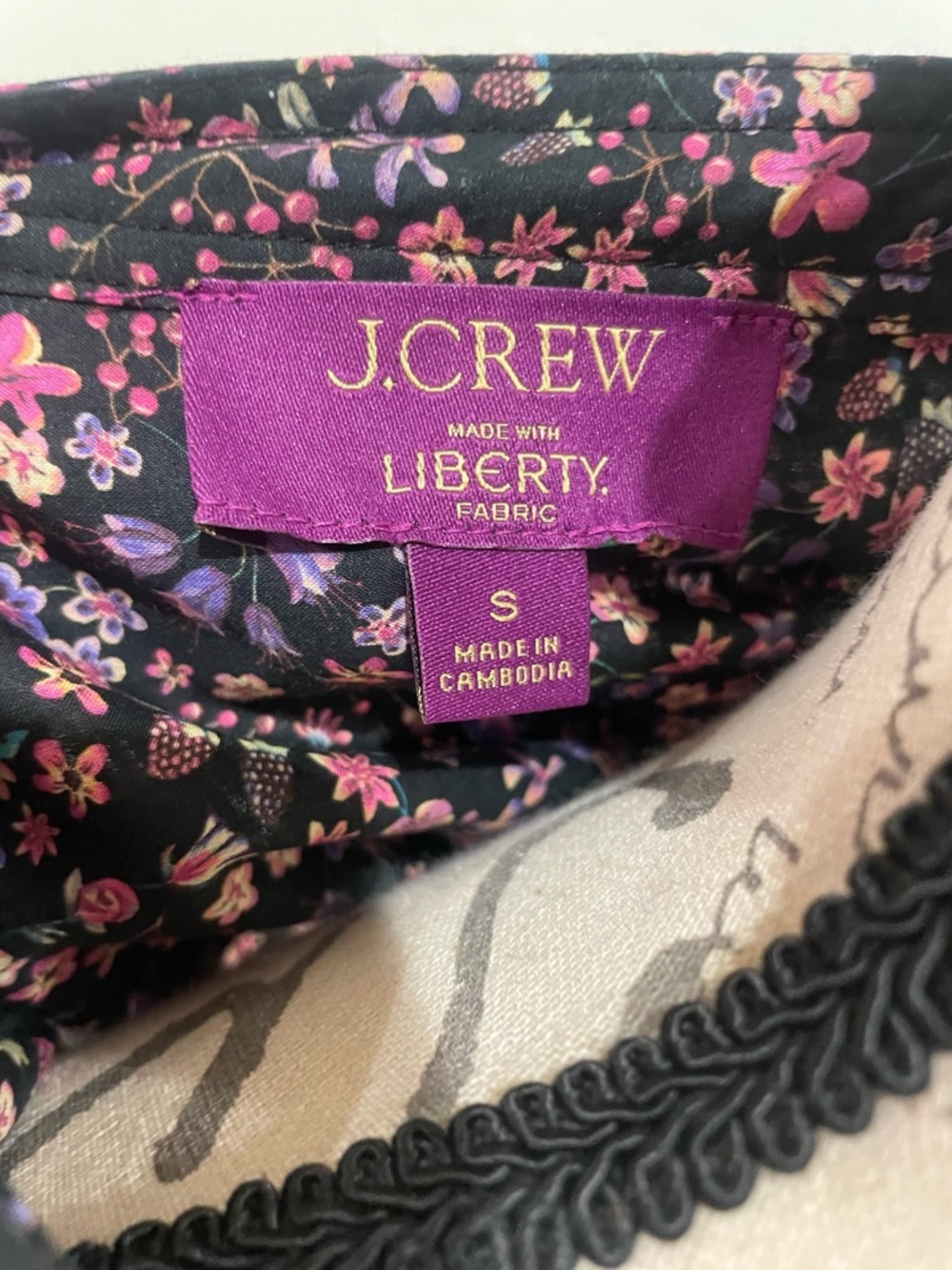 J.Crew Liberty Fabric Floral Mini Dress Size Small Black Cotton Pockets - Picture 8 of 10